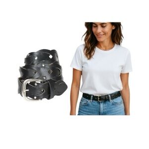 Time and Tru Black Faux Leather Studded Belt